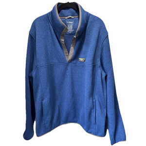 LL Bean Sweater Fleece Pullover Men 2XL Slightly Fitted 1/4 Snap Blue Excellent!